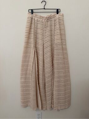 FP Movement by Free People Wide-Leg Knit Palazzo Pants in Light Blush